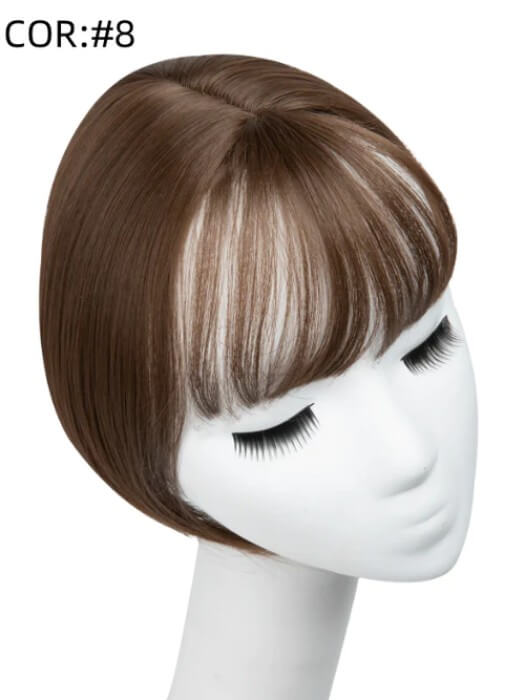 Short Heat-stylable Straight Synthetic Toppers With Bangs