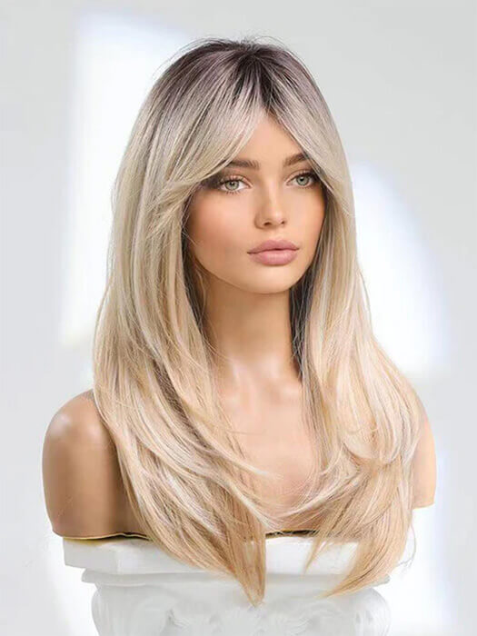 Attractive Long Layered Wigs Lace Front Synthetic Wigs