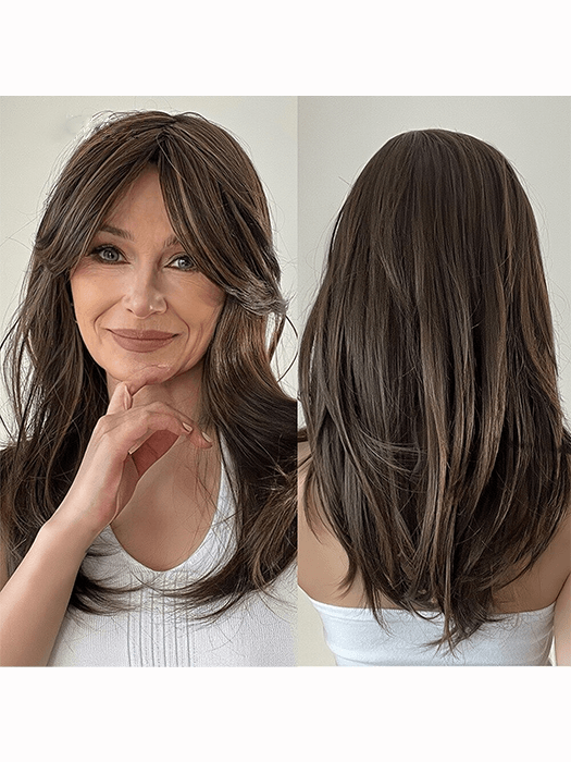 Brown Layered Wigs Straight Synthetic Wigs