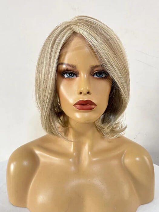 Layered Bob Wigs Mono Top Synthetic Wigs With Highlights