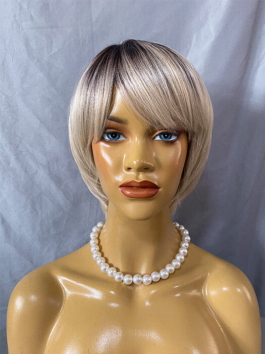 Short Bob Layered Blonde Synthetic Wigs With Roots
