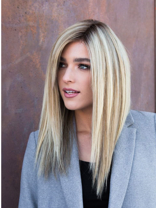 Long Straight Layered Blonde Mono Top Human Hair Wigs(Hand-Tied)