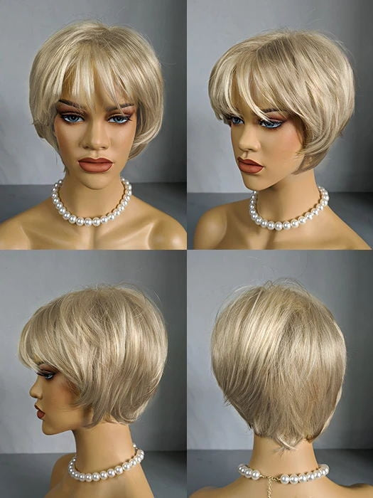 Short Bob Straight Blonde Color Synthetic Wigs(Buy 1 Get 1 Free)