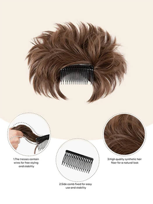 Natural Layered Hair Bun Comb Clips