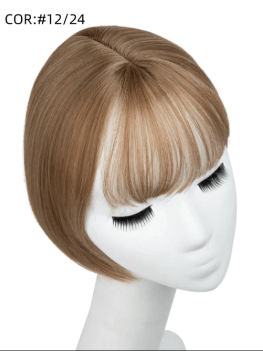 Short Heat-stylable Straight Synthetic Toppers With Bangs