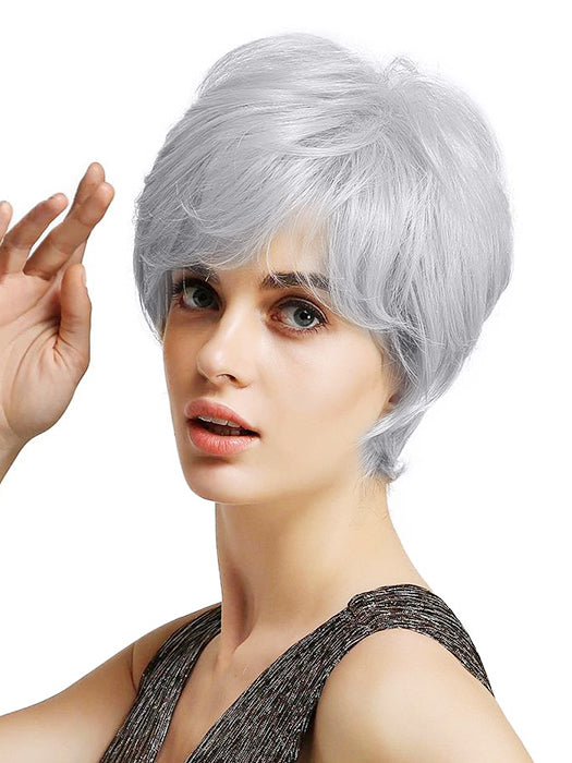 Shaggy Short Gray Synthetic Wigs