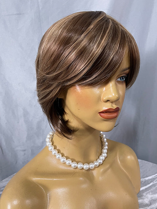 Short Straight Blonde With Highlights Synthetic Wigs(Buy 1 Get 1 Free)
