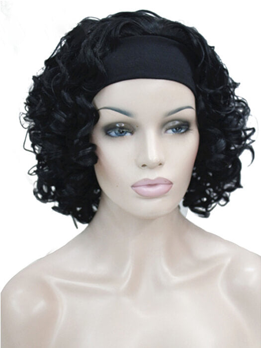 Chin Length Curly Hair Headband Synthetic Wigs