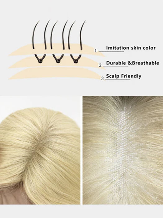 Blonde Straight Human Hair Toppers (Hand Tied)