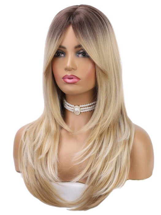 Blonde Rooted Long Wigs Synthetic Wigs