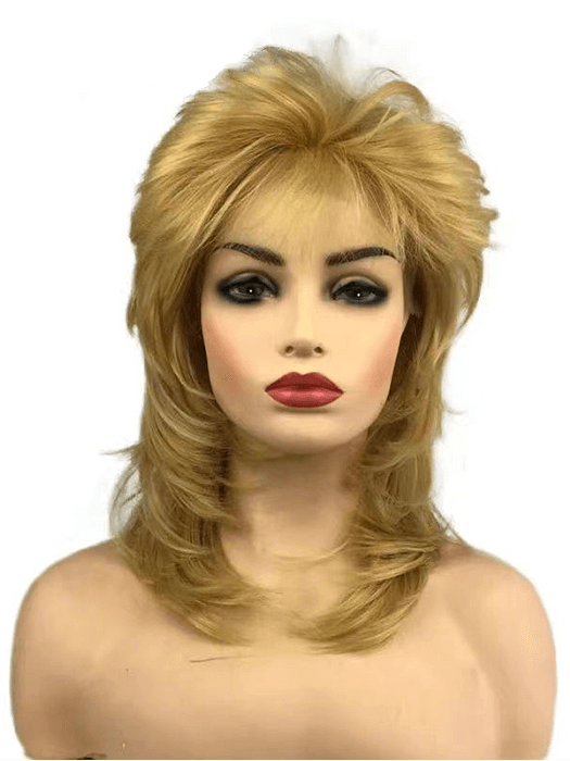 Shoulder Length Layered Blonde Wigs Lace Front Synthetic Wigs