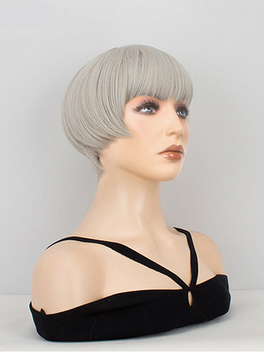 Cute Ear-Length Bob Wigs Layered Straight Synthetic Wigs