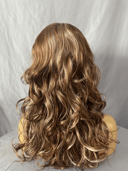Long Layered Curly Wigs Mono Top Synthetic Wigs With Highlights