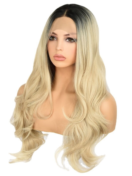 Elegant Long Wavy Wigs Lace Front Synthetic Wigs