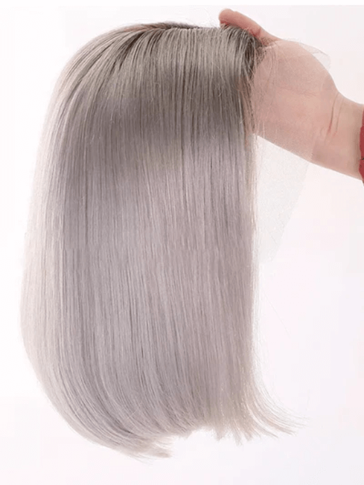 Gray Rooted Bob Lace Front Wigs Human Hair Wigs