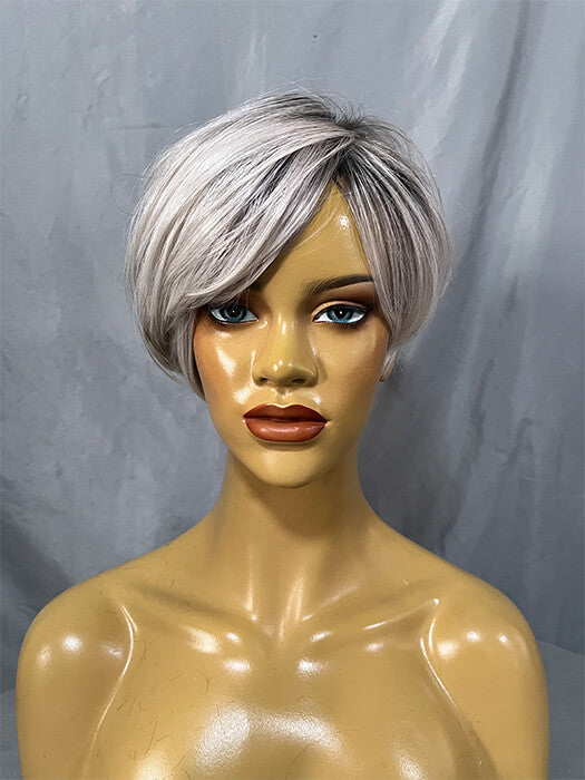Shaggy Short Straight Gray Mono Crown Synthetic Wigs 10 Inches(Buy 1 Get 1 Free)