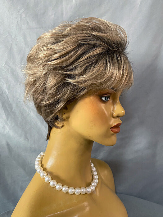 Short Layered Straight Capless 3" Cropped Discount Platinum Blonde Synthetic Wigs