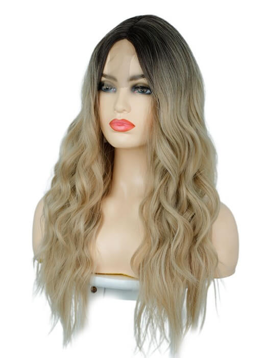 Long 24 Inch Wavy Synthetic Wigs Lace Front Wigs