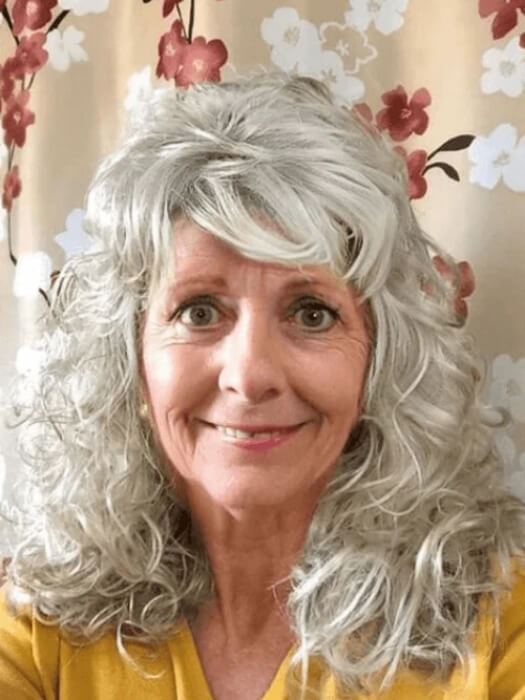 Medium Long Gray Wigs Curly Synthetic Wigs