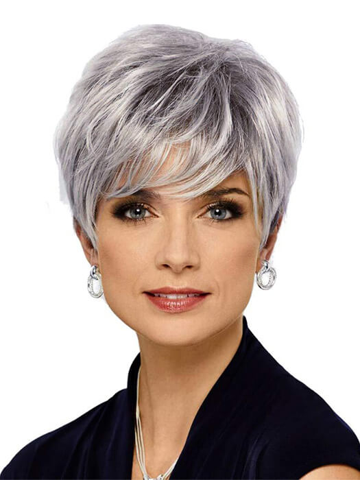 Mixed Gray Short Layered Wigs Synthetic Wigs
