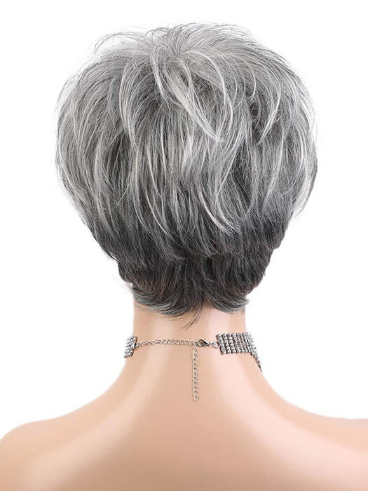 Mixed Gray Short Layered Wigs Synthetic Wigs