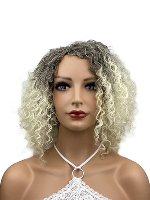 Natural Curly Heat Resistant Medium Length Synthetic Wigs