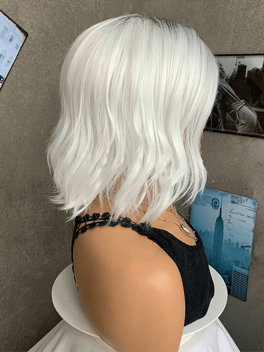 Natural Wavy Wigs White Rooted Synthetic Wigs