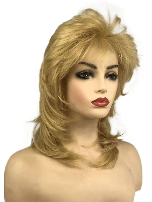 Shoulder Length Layered Blonde Wigs Lace Front Synthetic Wigs