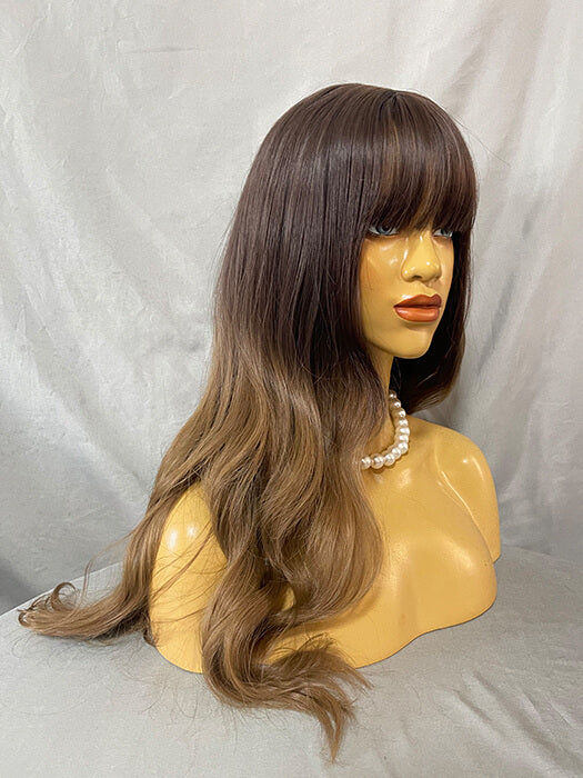 Soft 22" Wavy Long Ombre/2 Tone With Bangs Marie Osmond Wigs(Buy 1 Get 1 Free)