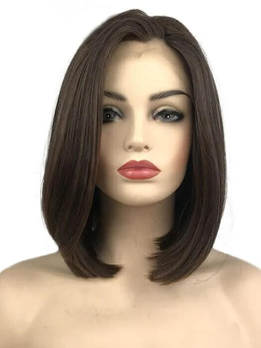 Medium Bob Wigs Straight Lace Front Synthetic Wigs With Roots