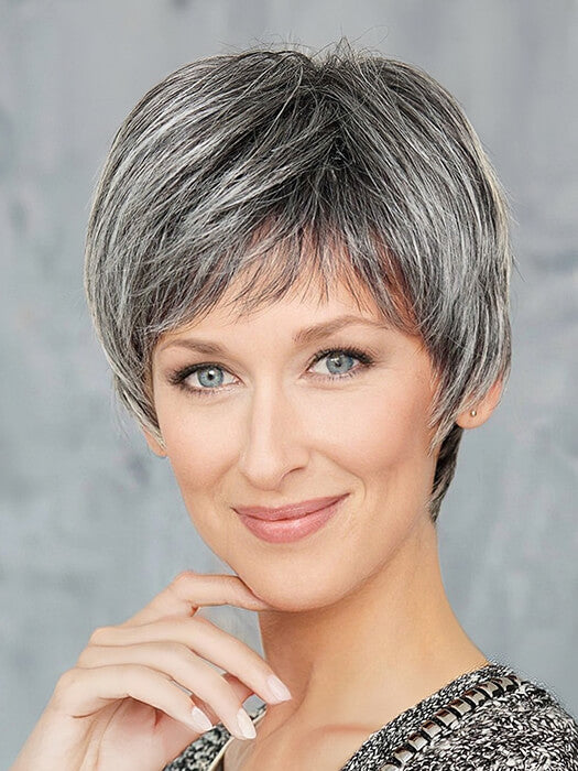 Boycut Short Straight Wigs Gray Synthetic Hair 8 Inches