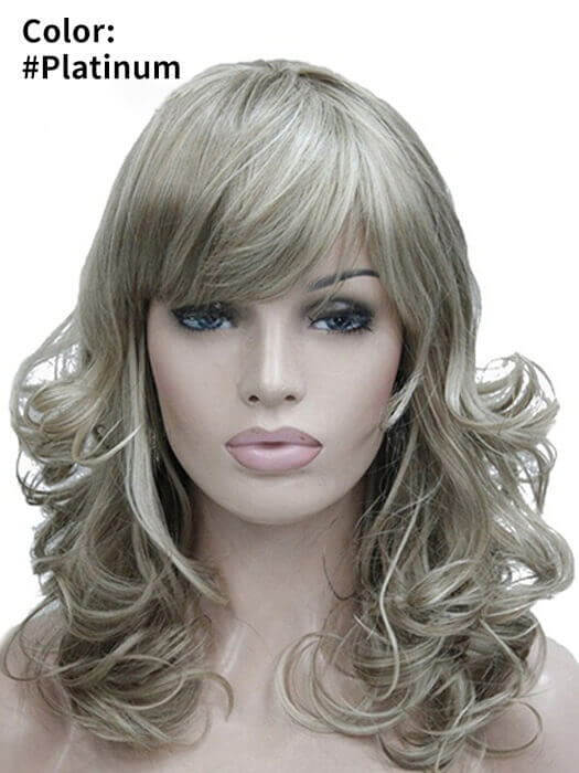 Soft Shoulder Length Wavy Synthetic Wigs With Bangs Basic Cap(Buy 1 Get 1 Free)