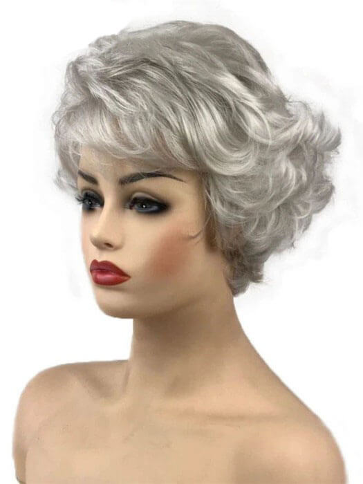 Gray Short Layered Wavy Synthetic Wigs