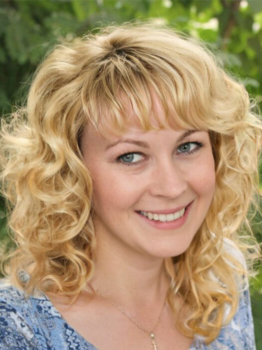 Shoulder Length Cut Spiral Curls Synthetic Wigs With Bangs