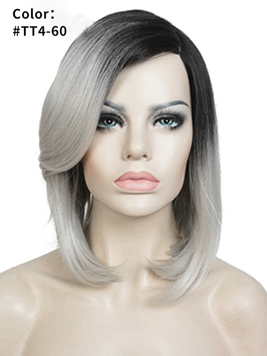 Middle Length Side Part Gray Lace Part Synthetic Wigs For Women With Roots