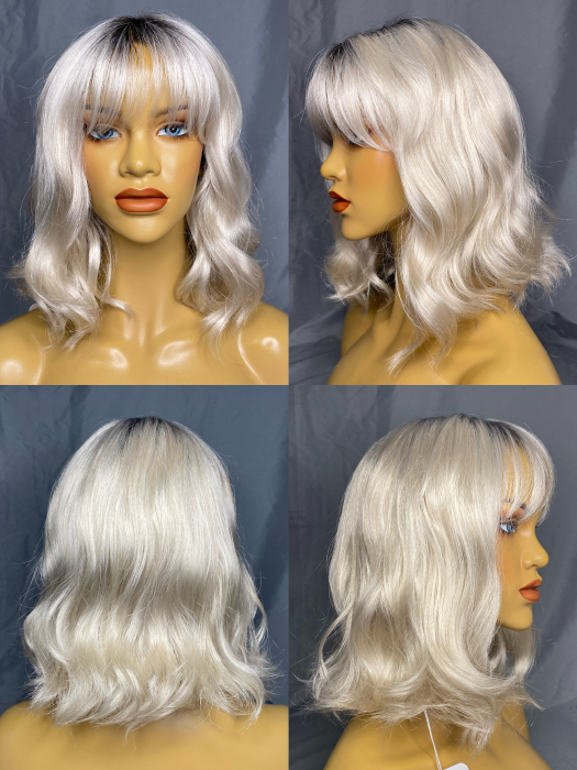 Cathy Middle Length Wavy Light Blonde Mono Part Wig Sythetic Wigs