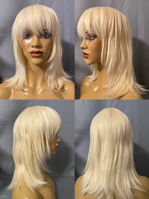 Sexy Middle Length (14 Inches) Straight Blonde Synthetic Wigs With Bangs