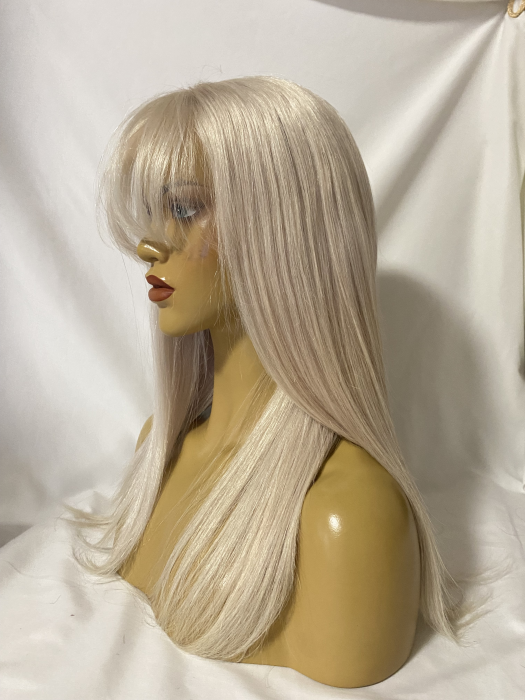 Blonde Long Wavy  Carrie Underwood Human Hair Wigs With Bangs