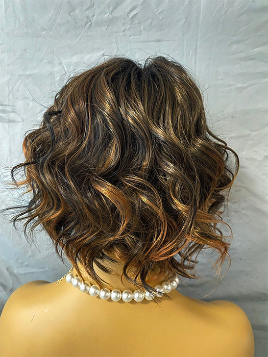 Short Length (12 Inches)  Curly Bob Hairtype Mixed Brown Synthetic Wigs