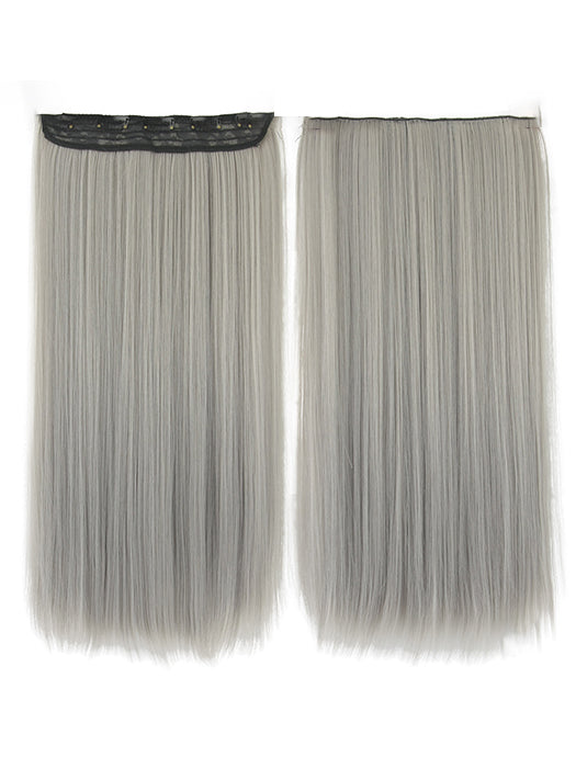 Long  Gray Curly And Straight Four-piece Hair Extension Pieces (Synthetic )