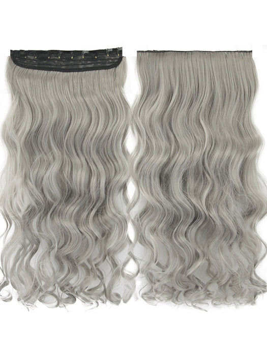 Long  Gray Curly And Straight Four-piece Hair Extension Pieces (Synthetic )