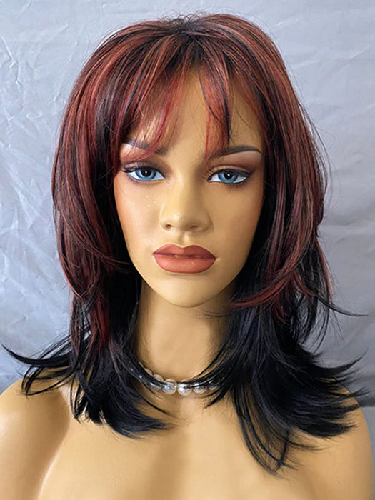 Shaggy Hairstyle Middle Length Wavy Mixed Color Synthetic Wigs(Buy 1 Get 1 Free)