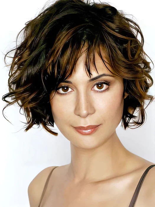 Short Length (12 Inches)  Curly Bob Hairtype Mixed Brown Synthetic Wigs