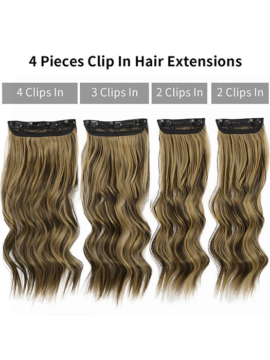 Hair Extensions Highlight Wavy Curly Long Synthetic Hairpieces for Women 18 Inch