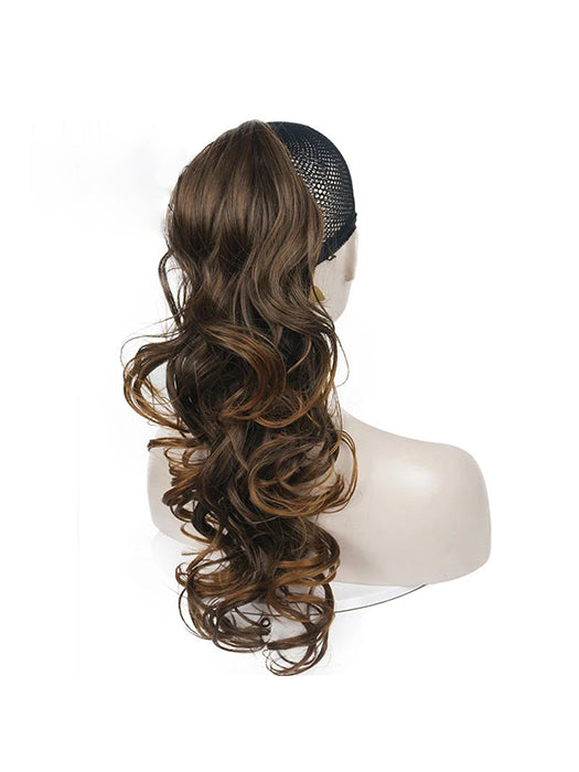 Long Curly Wavy Dark Brown Ponytail  Extension