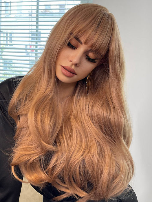 Lovely  Long Wavy Synthetic Wigs With Full Bangs