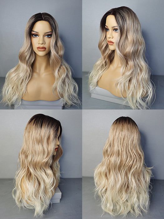 Long Tone Ombre Wavy Synthetic Lace Front Wigs