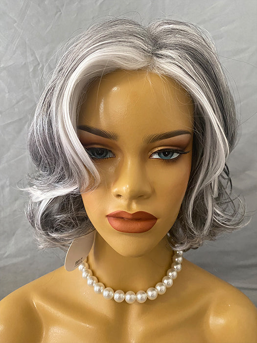Middle Length Curly Bob Mixed Gray Synthetic Wigs(Buy 1 Get 1 Free)