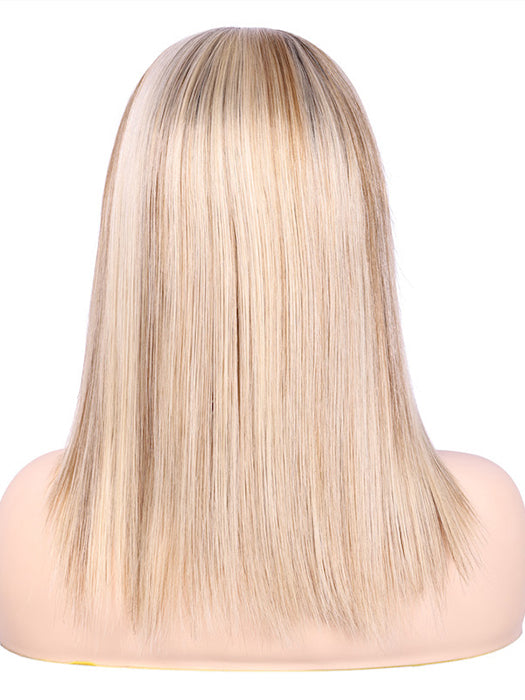 Long Straight Layered Blonde Mono Top Human Hair Wigs(Hand-Tied)