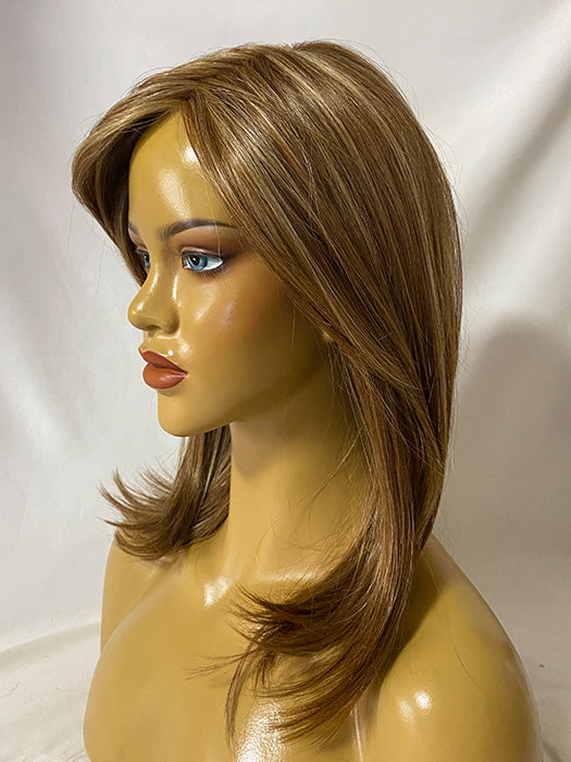 Noble Long  Layered Blonde Brown Blend Synthetic Wigs (Mono Part Wig)